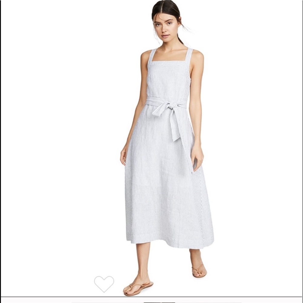 AYR Blue and White Striped Midi Dress